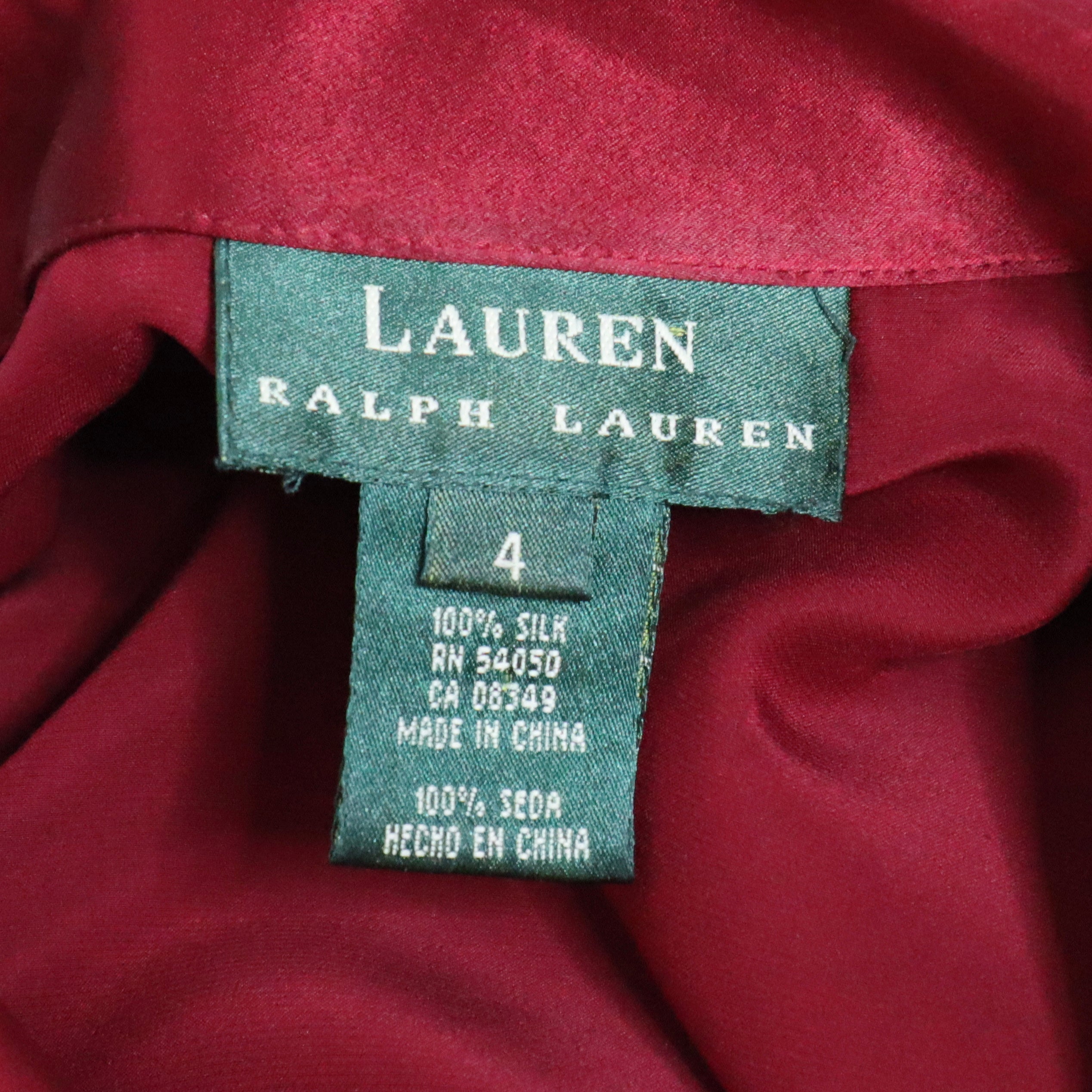 90s RALPH LAUREN Red Silk Wrap Blouse (M)