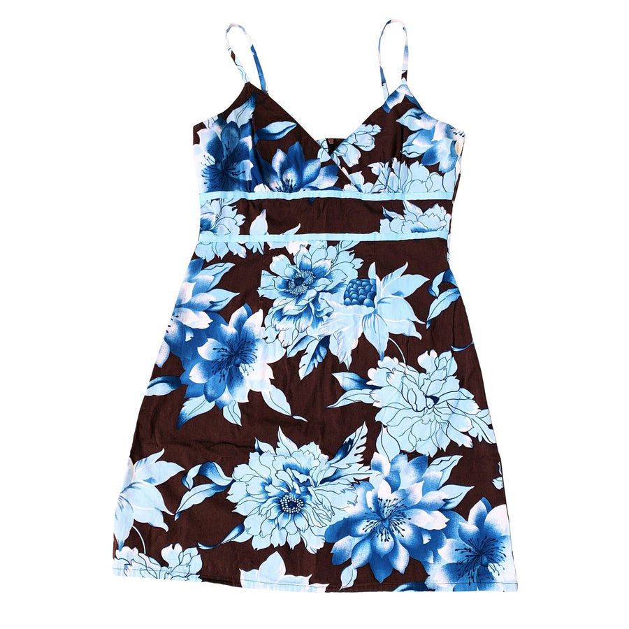 Brown & Blue Floral Mini Dress