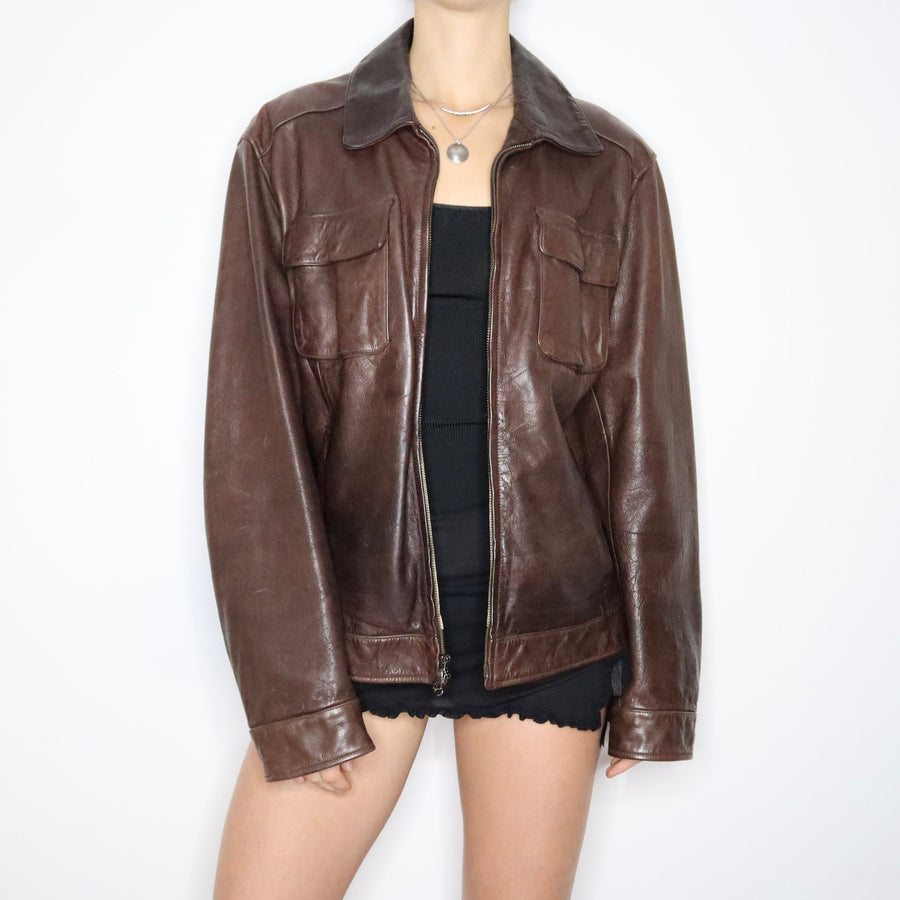 Vintage 1990s Leather Jacket (XL)