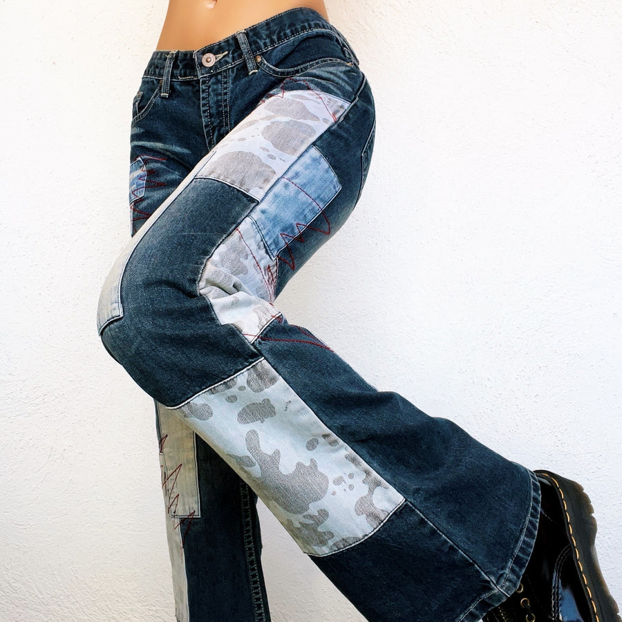 Funky Patchwork Flare Jeans