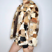 70s Patchwork Rabbit Fur Coat (XS/S)
