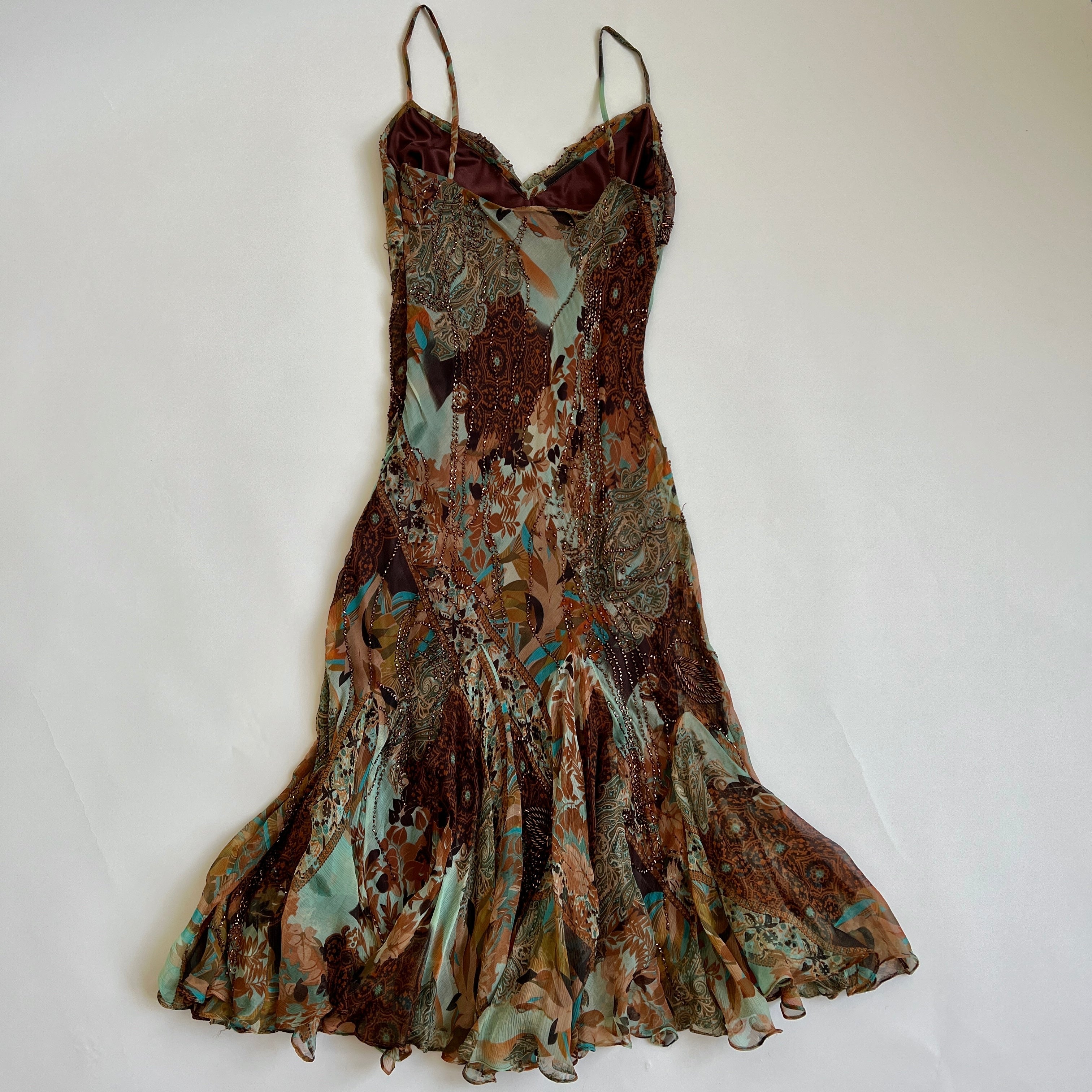Y2k pure silk beaded fairy dress - M
