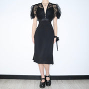 SELF PORTRAIT Black Mason Midi Dress (S)