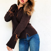 Early 2000s Brown Knit Hoodie
