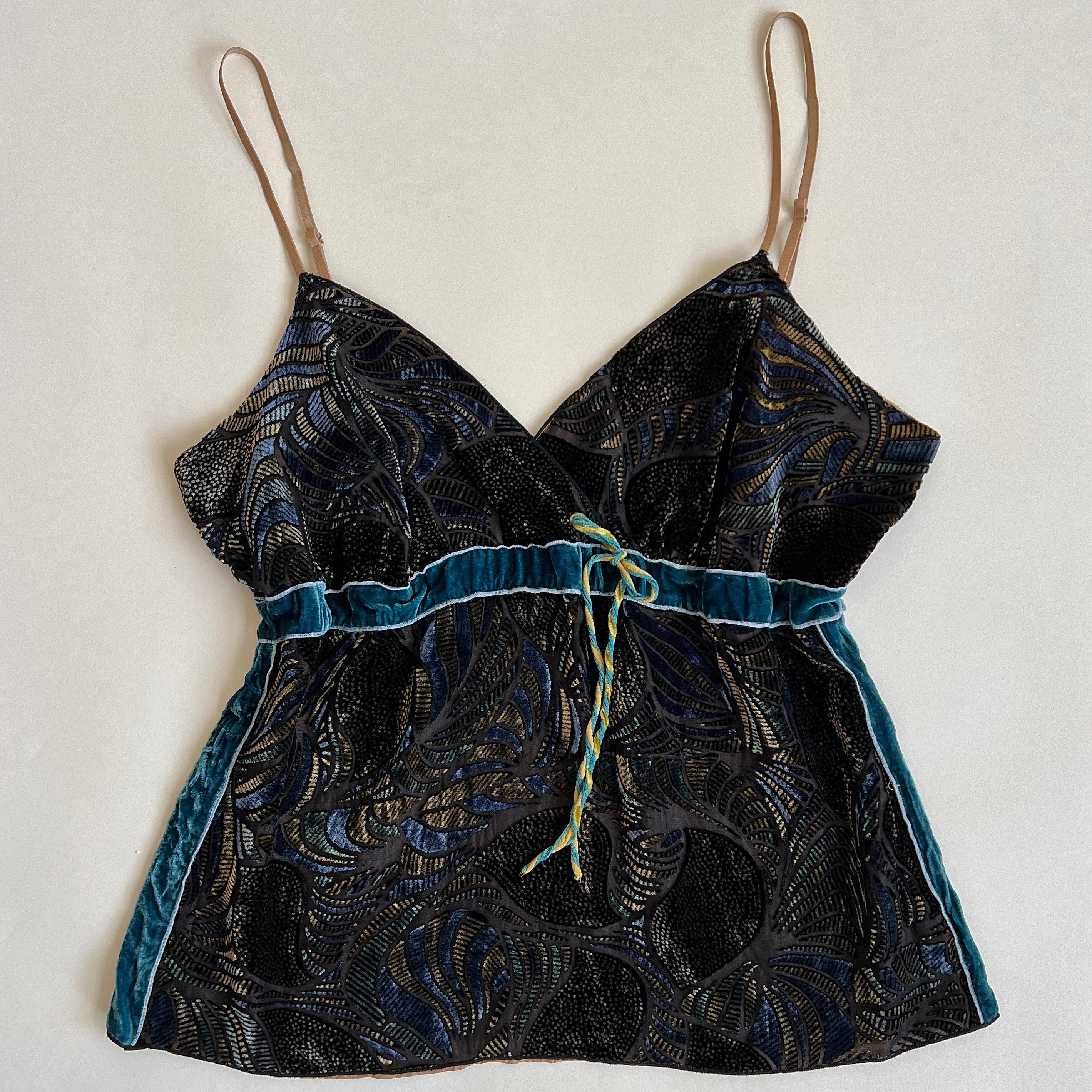 Teal peacock velvet cami (XL)
