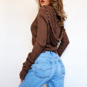 Brown Hooded Cardigan