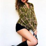 Olive Plaid Shacket