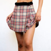 90s Plaid Mini Wrap Skirt