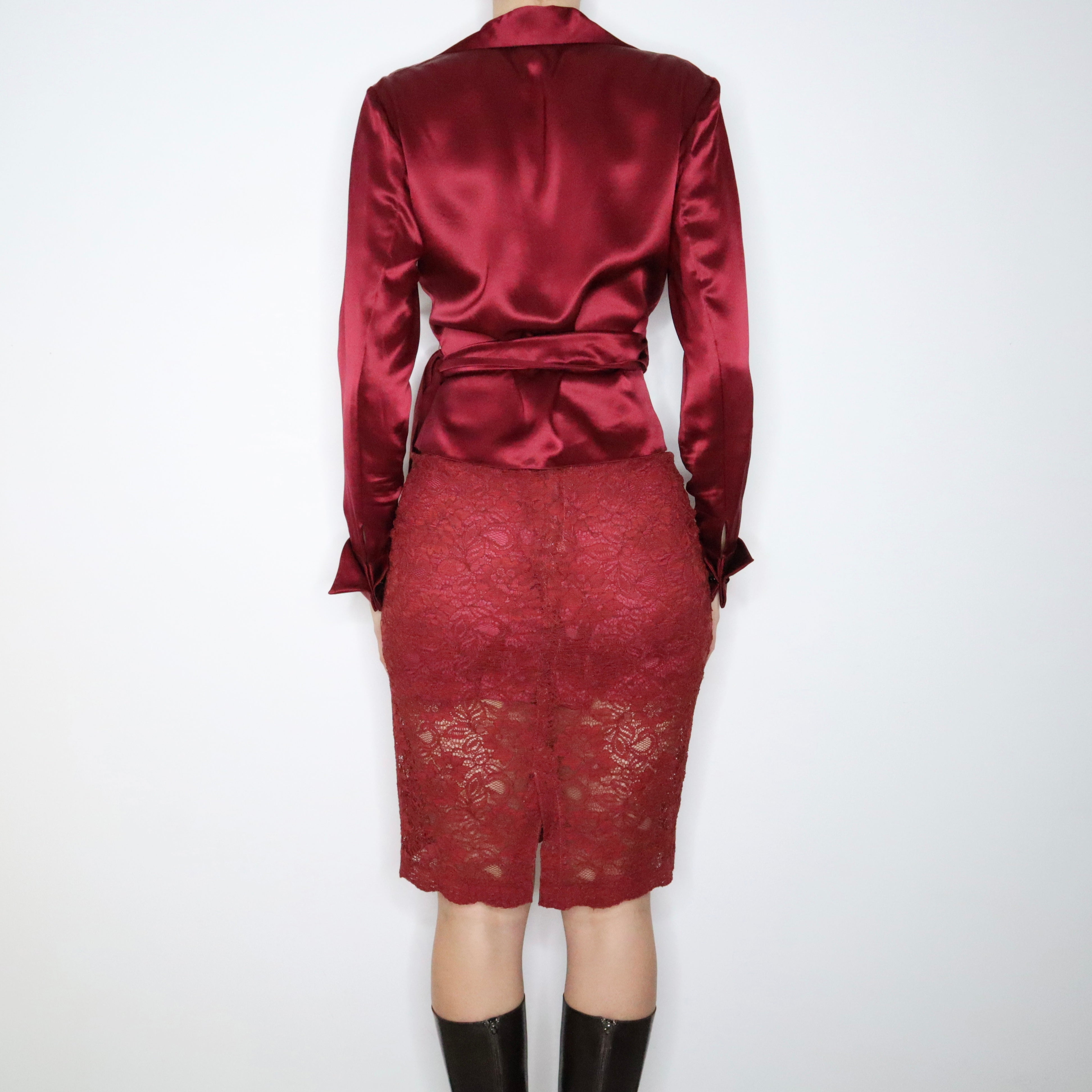 90s RALPH LAUREN Red Silk Wrap Blouse (M)