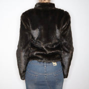 90s Brown Faux Fur Coat (XS)