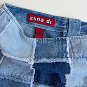 Vintage 90s denim patchwork mini skirt - L