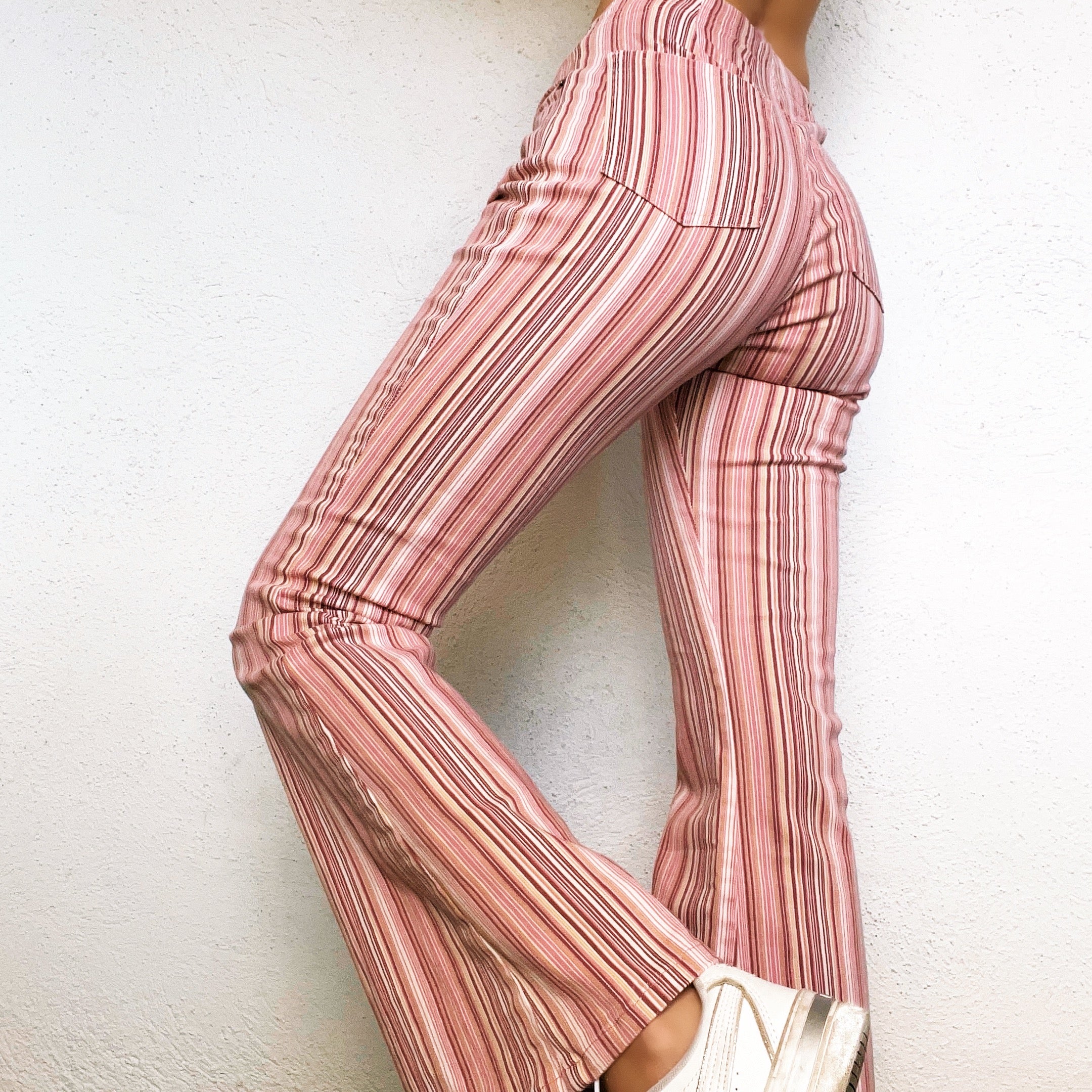 90s Pink Pinstriped Flare Pants