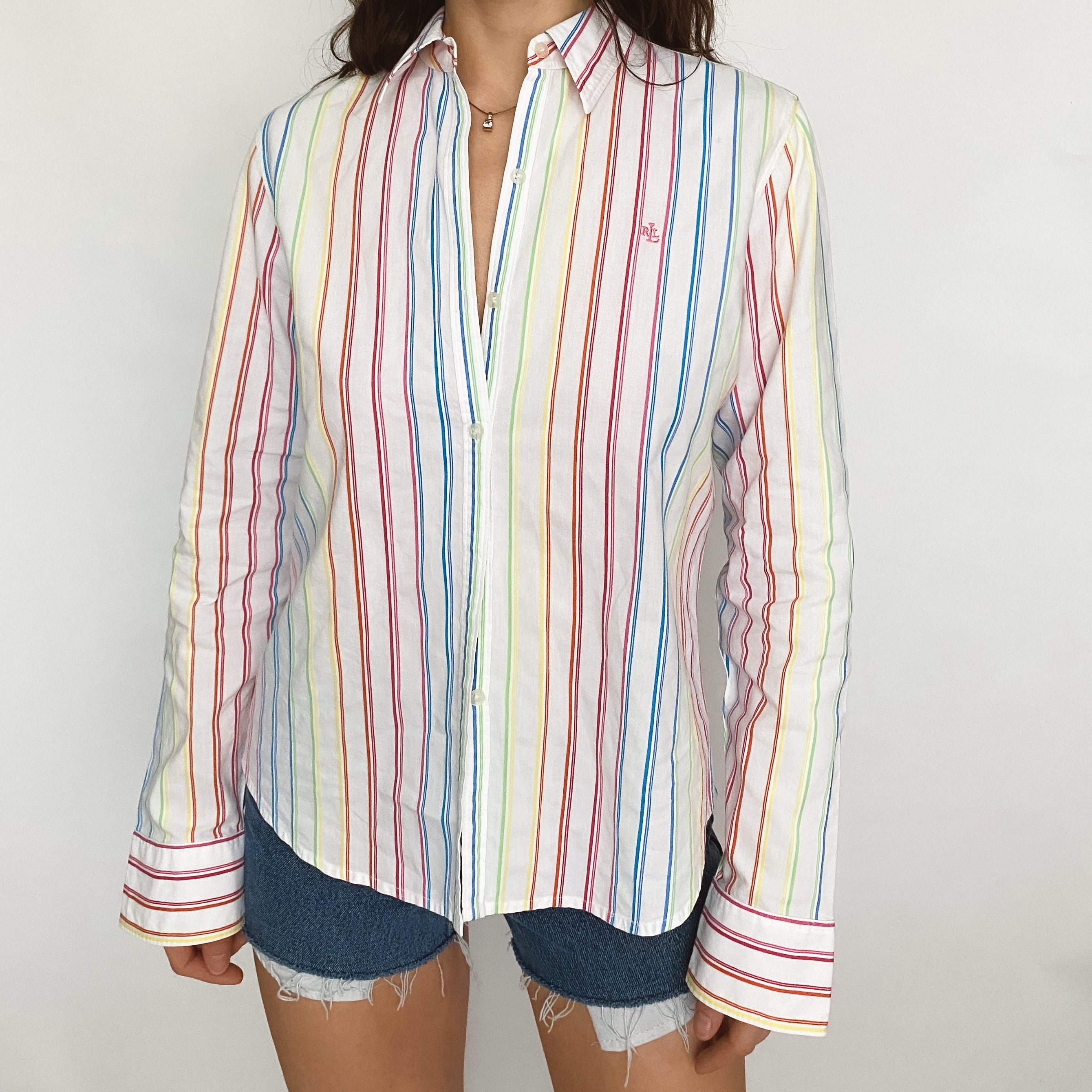 Vintage Ralph Lauren White Striped Oxford