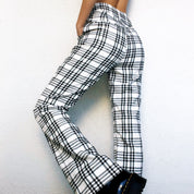 Black & White Plaid Flare Pants
