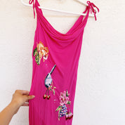 Vintage Hot Pink Embellished Maxi Dress