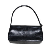 90s Black Faux Leather Shoulder Bag