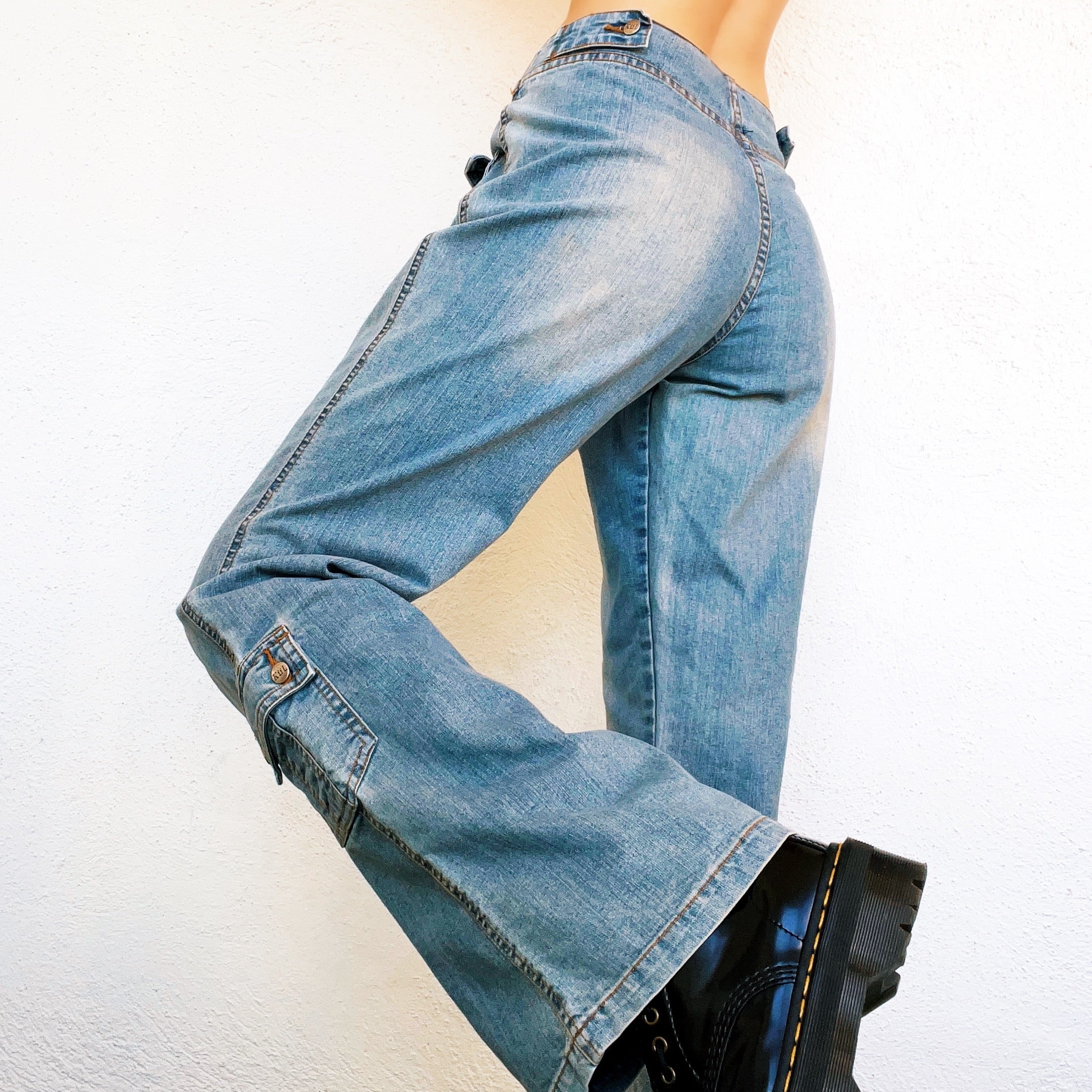 Vintage Belted Cargo Jeans