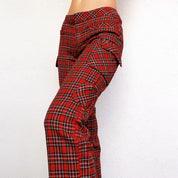 90s Red Plaid Cargo Pants