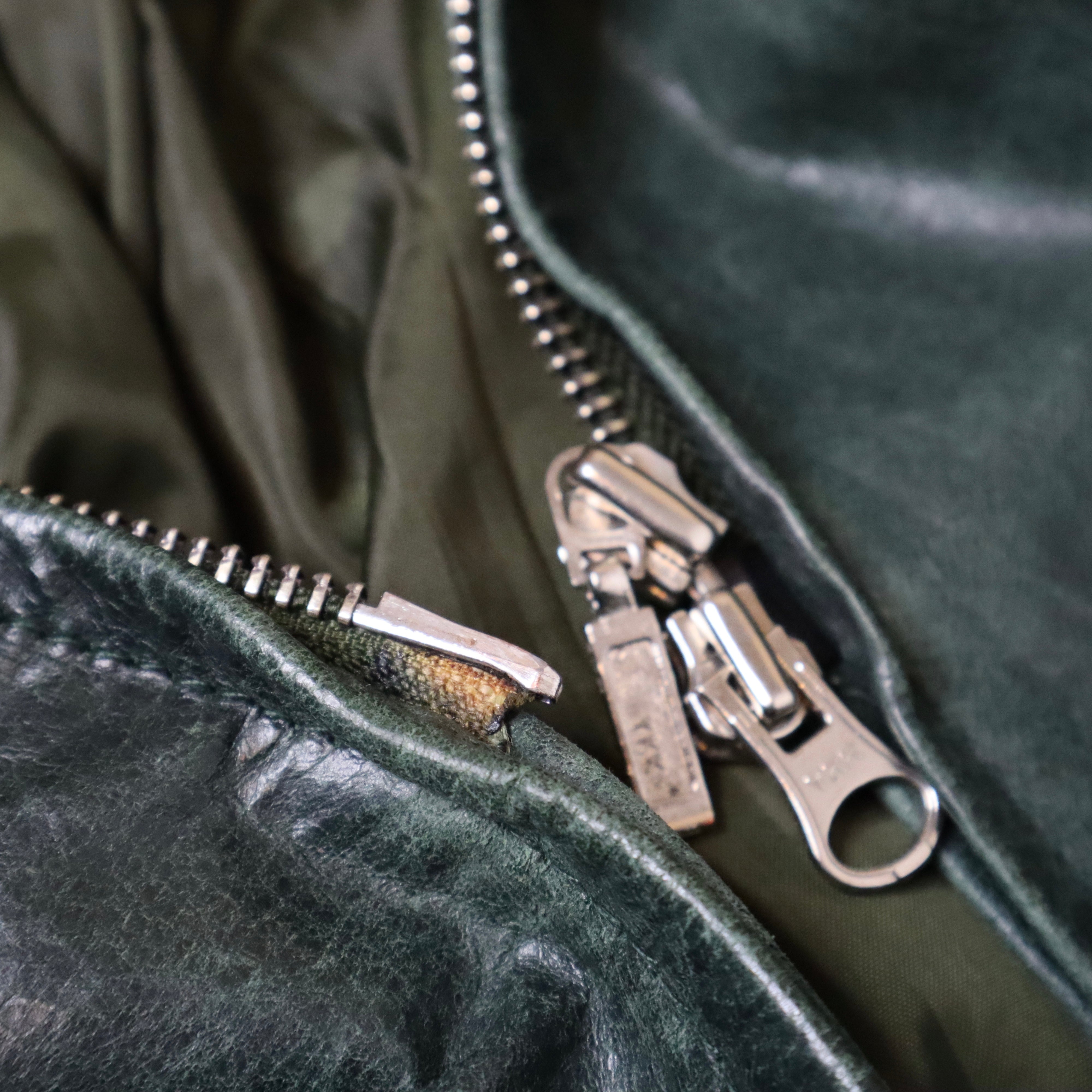 Vintage 90s Jade Patina Leather Jacket (Large)