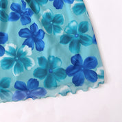 Y2K Blue Floral Mesh Mini Dress