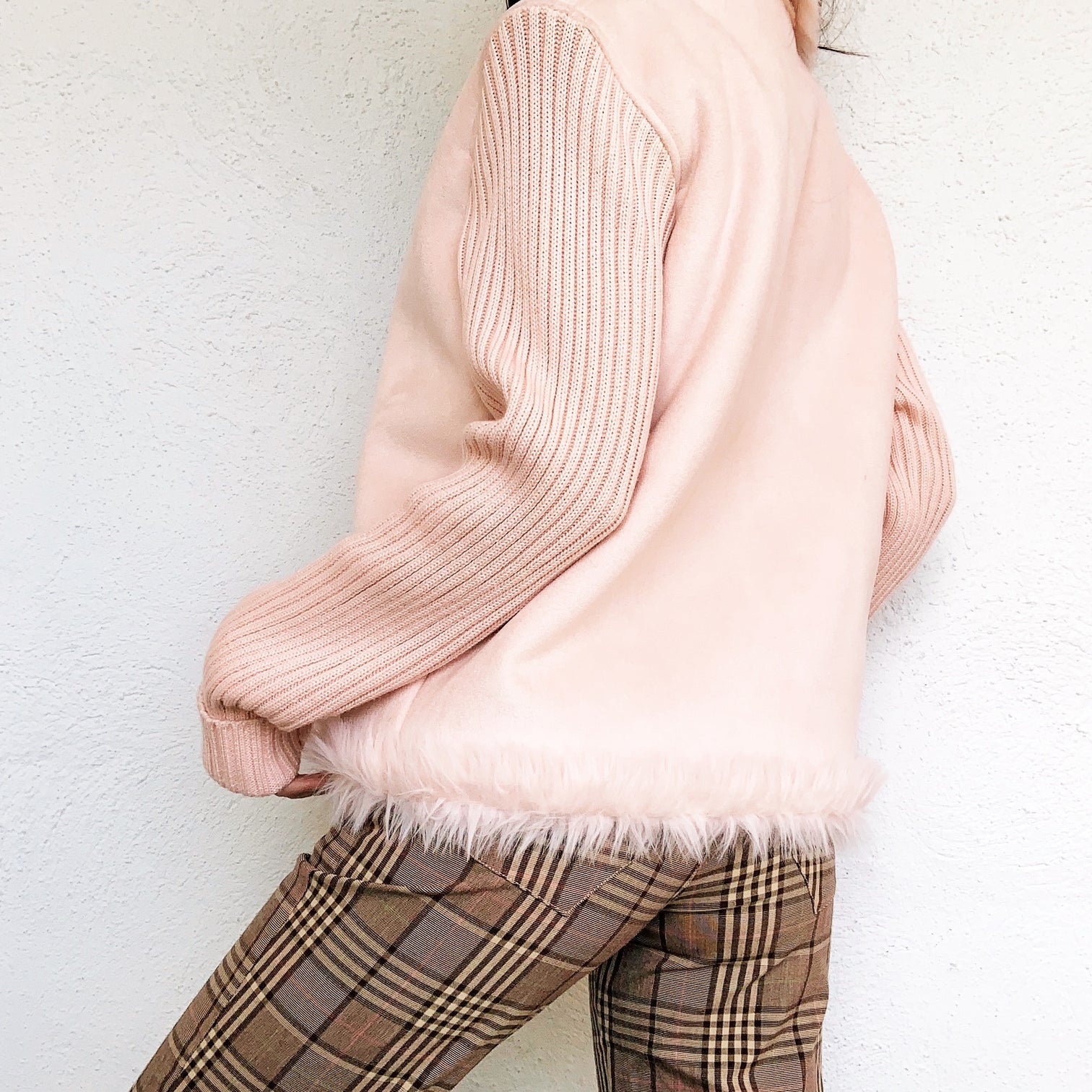 Furry Pink Faux Suede Jacket