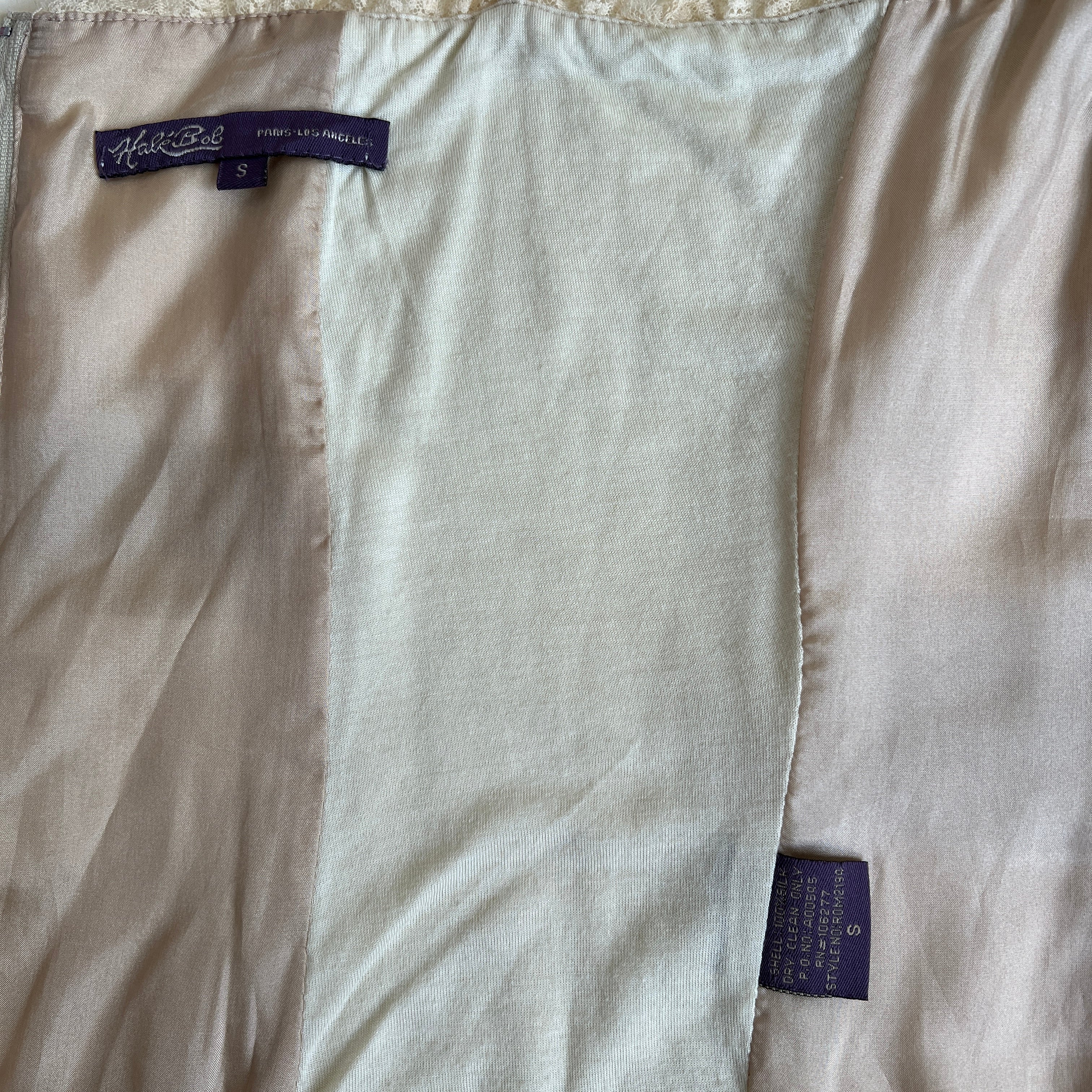 Cream silk embroidered bustier (L)