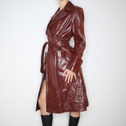 70s Burgundy Leather Trench Coat (M/L)