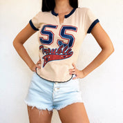 90s Sporty Graphic Ringer Tee