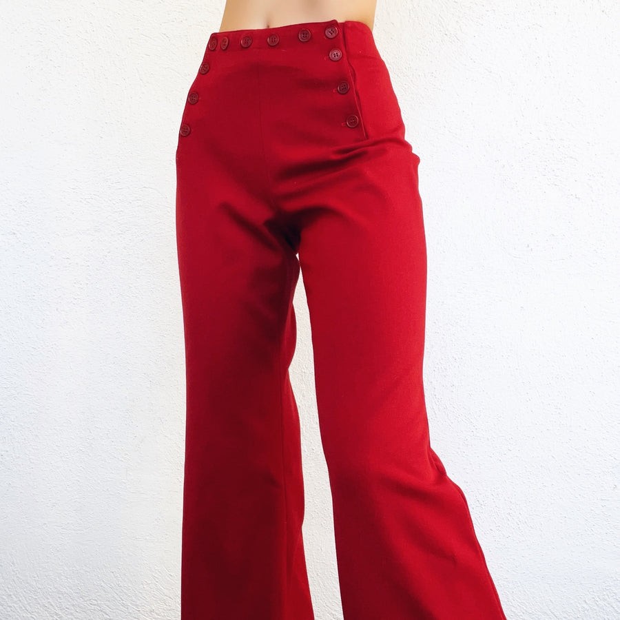 Cherry red wide-leg pants