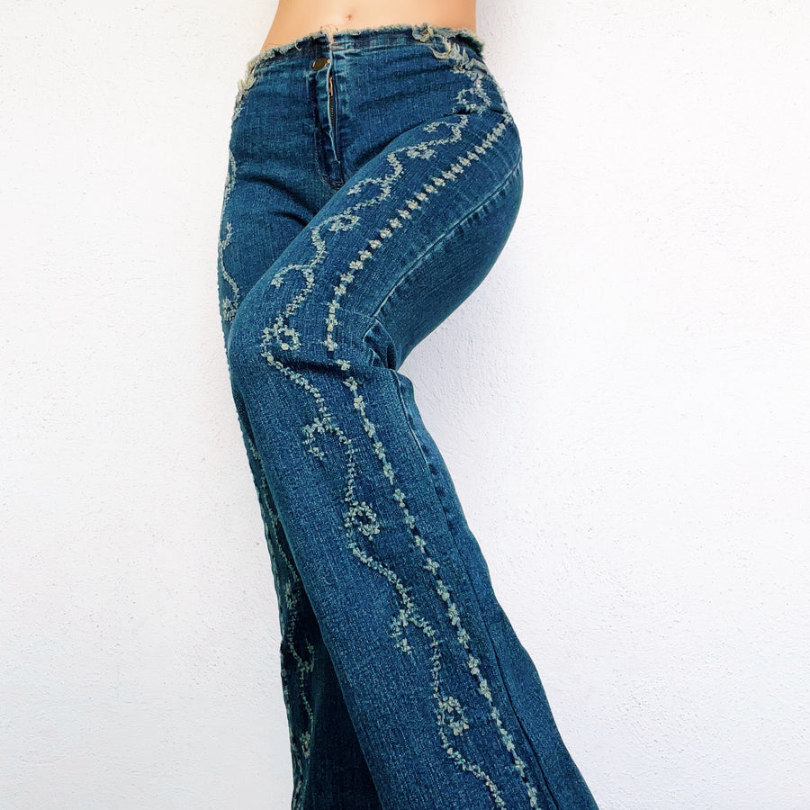 90s Distressed Flare Jeans