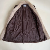 Vintage 90s brown suede + faux fur coat (XL)