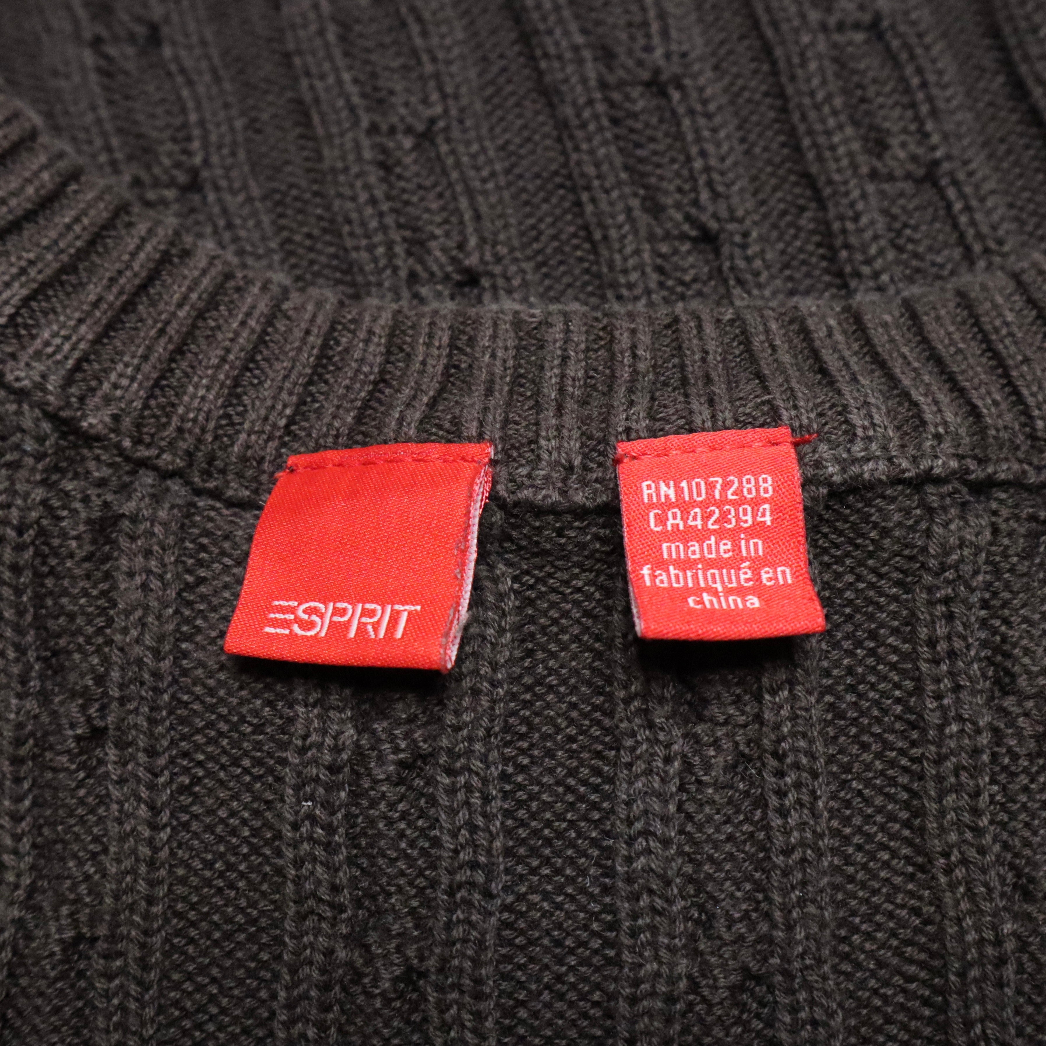 Y2K ESPRIT Brown Cotton Cable Knit Top (S)