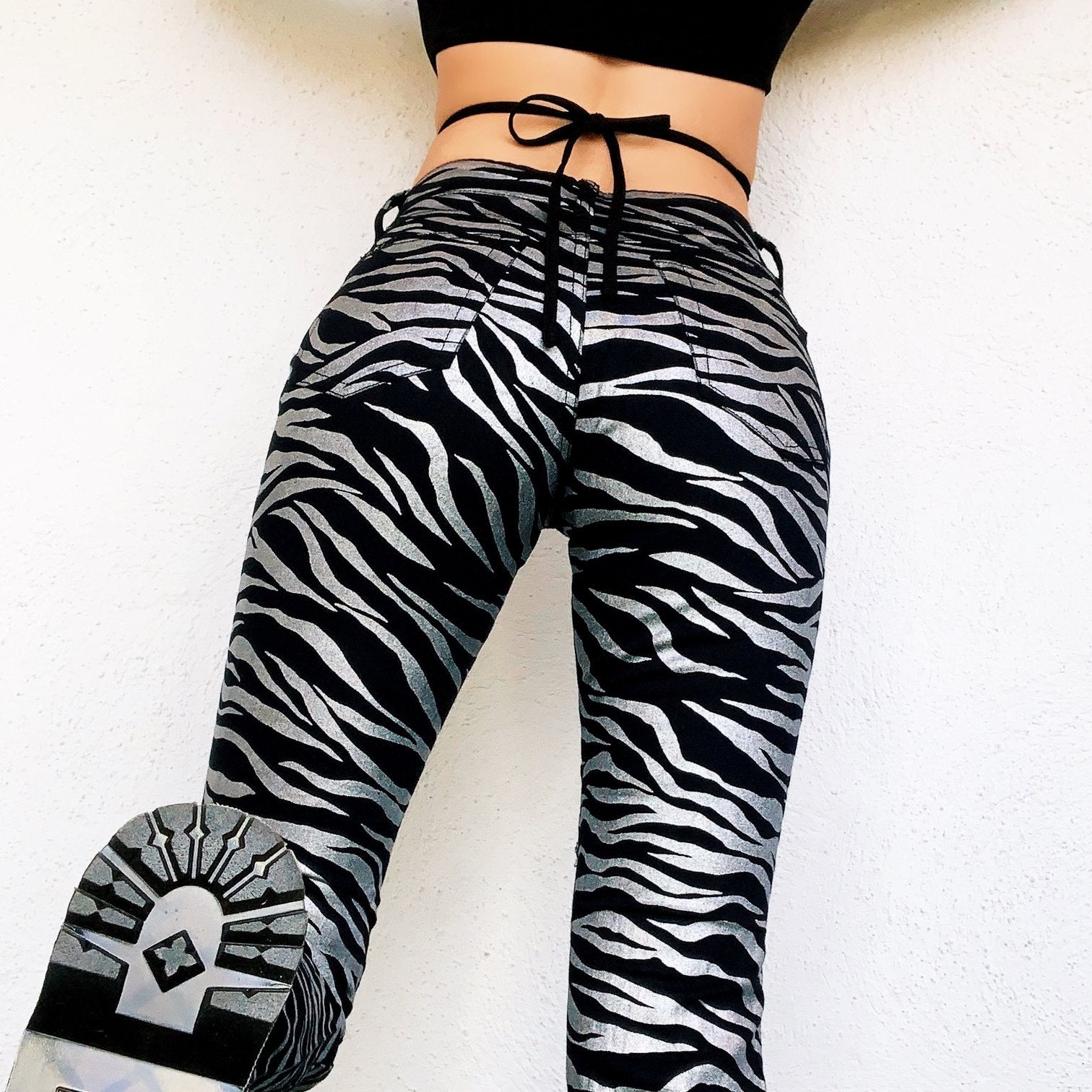 Black & Silver Zebra Stripe Flares