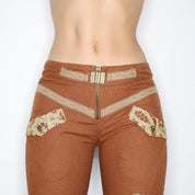 Brown Linen Cargo Pants (Small)
