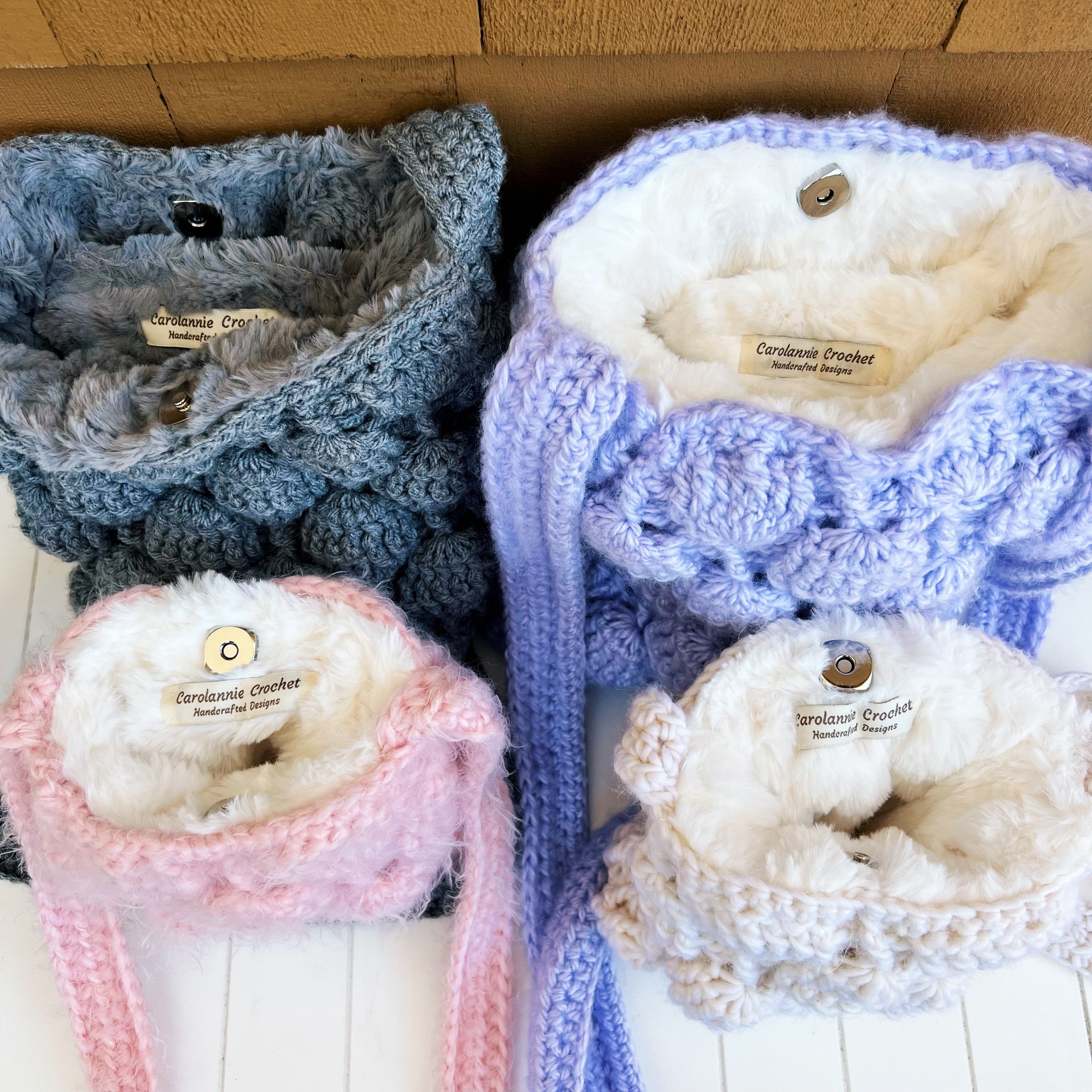 Pink Crochet Mini Puff Bag