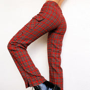 90s Red Plaid Cargo Pants