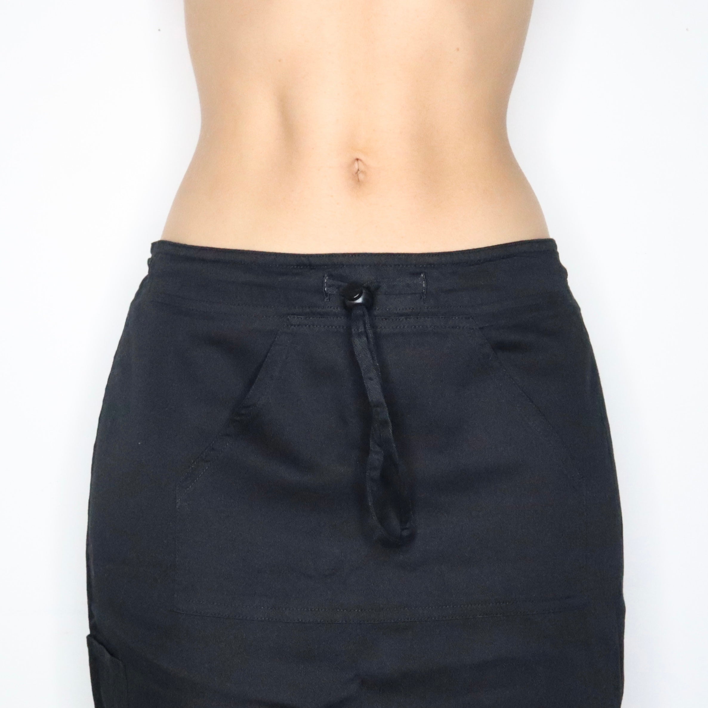 90s Black Cargo Maxi Skirt (S/M)