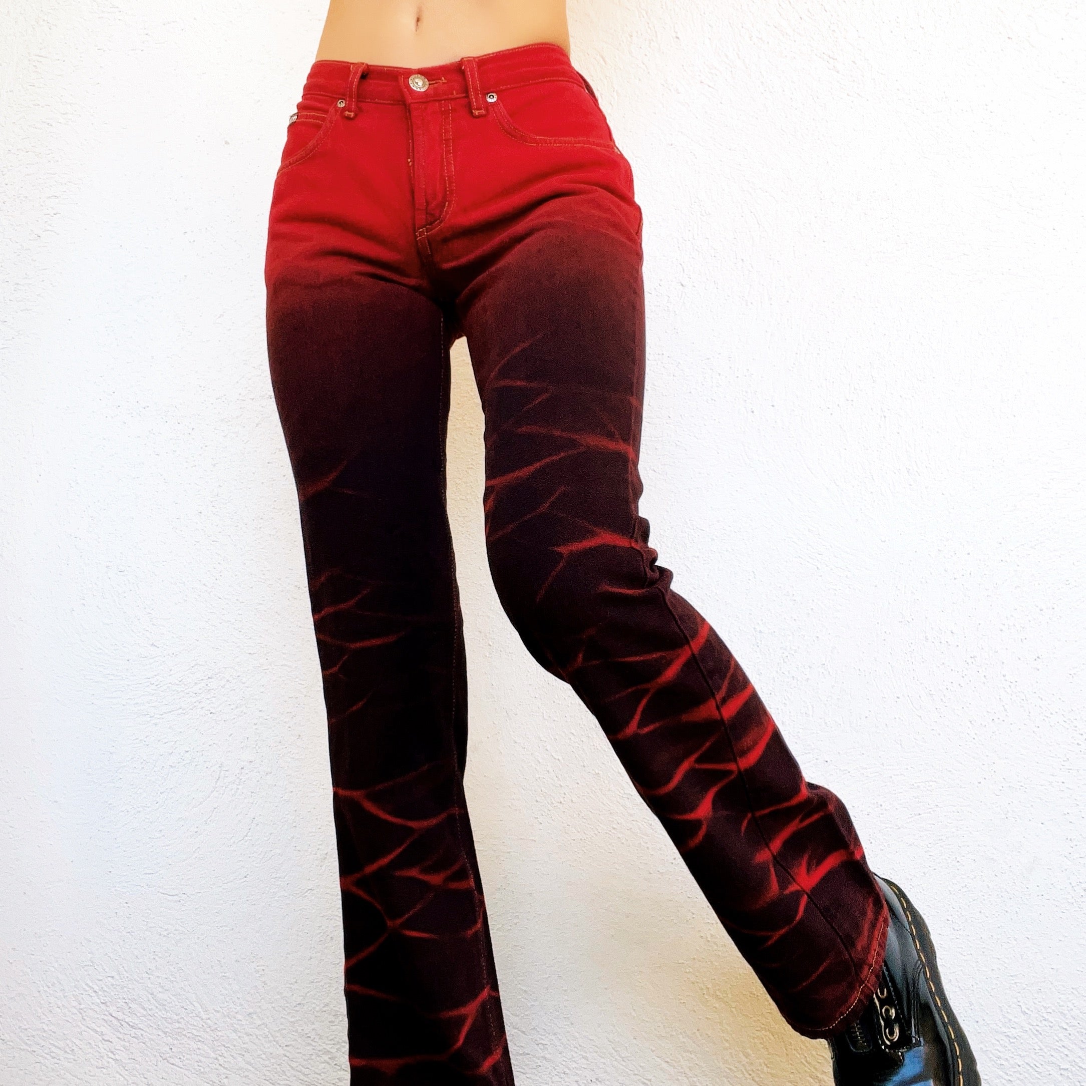 90s Red Ripple Jeans