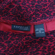 90s Red Leopard Print Mesh Midi Skirt (XS/S)