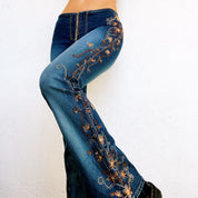 Vintage Embroidered Floral Flare Jeans