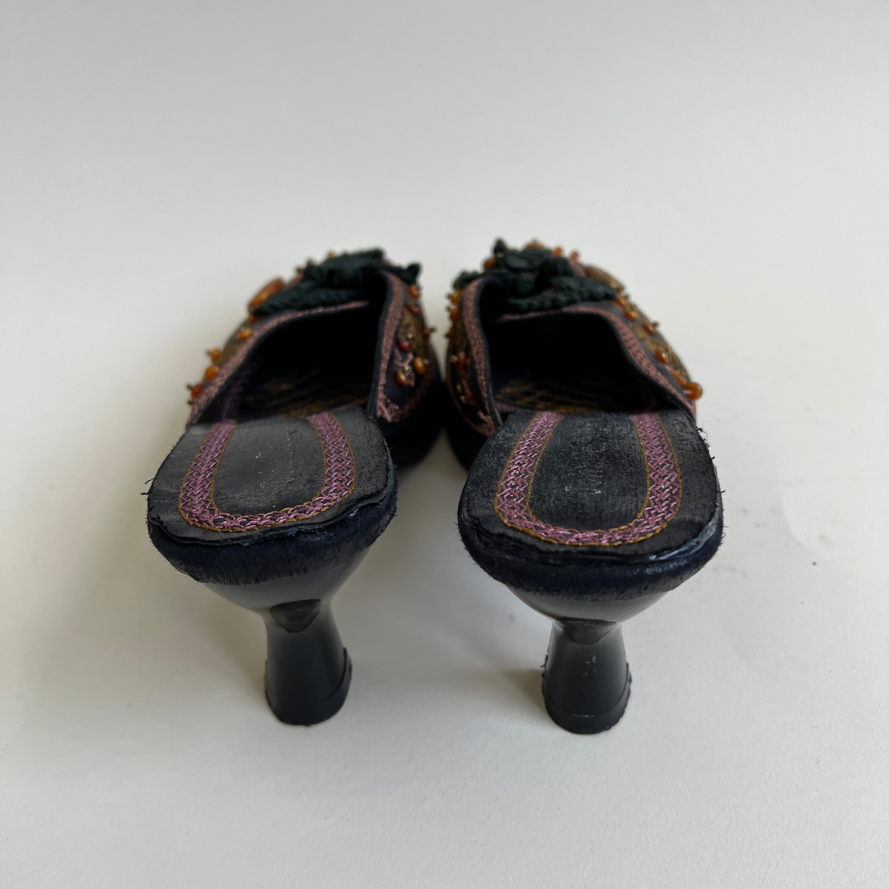 Black embroidered & beaded heel - 8