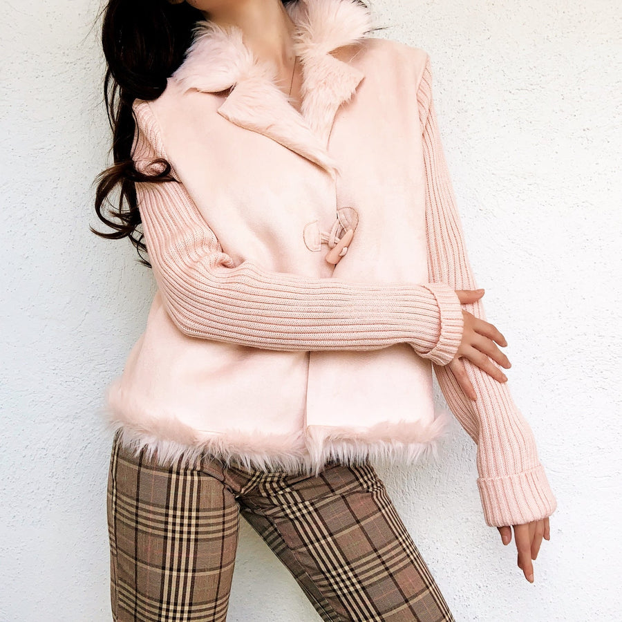 Furry Pink Faux Suede Jacket