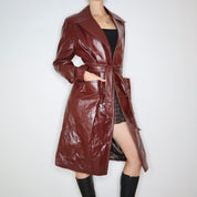 70s Burgundy Leather Trench Coat (M/L)