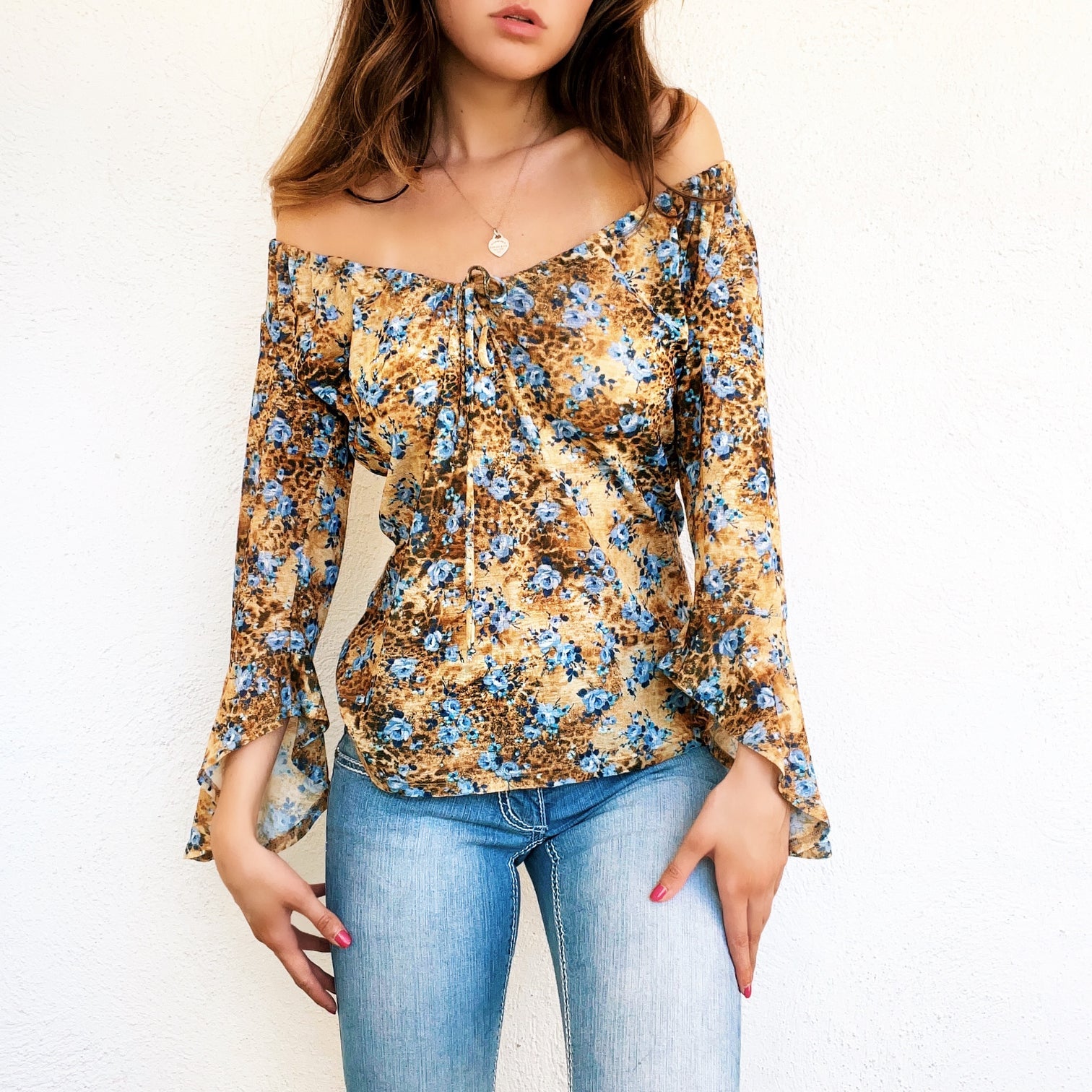 90s Floral Hippie Top