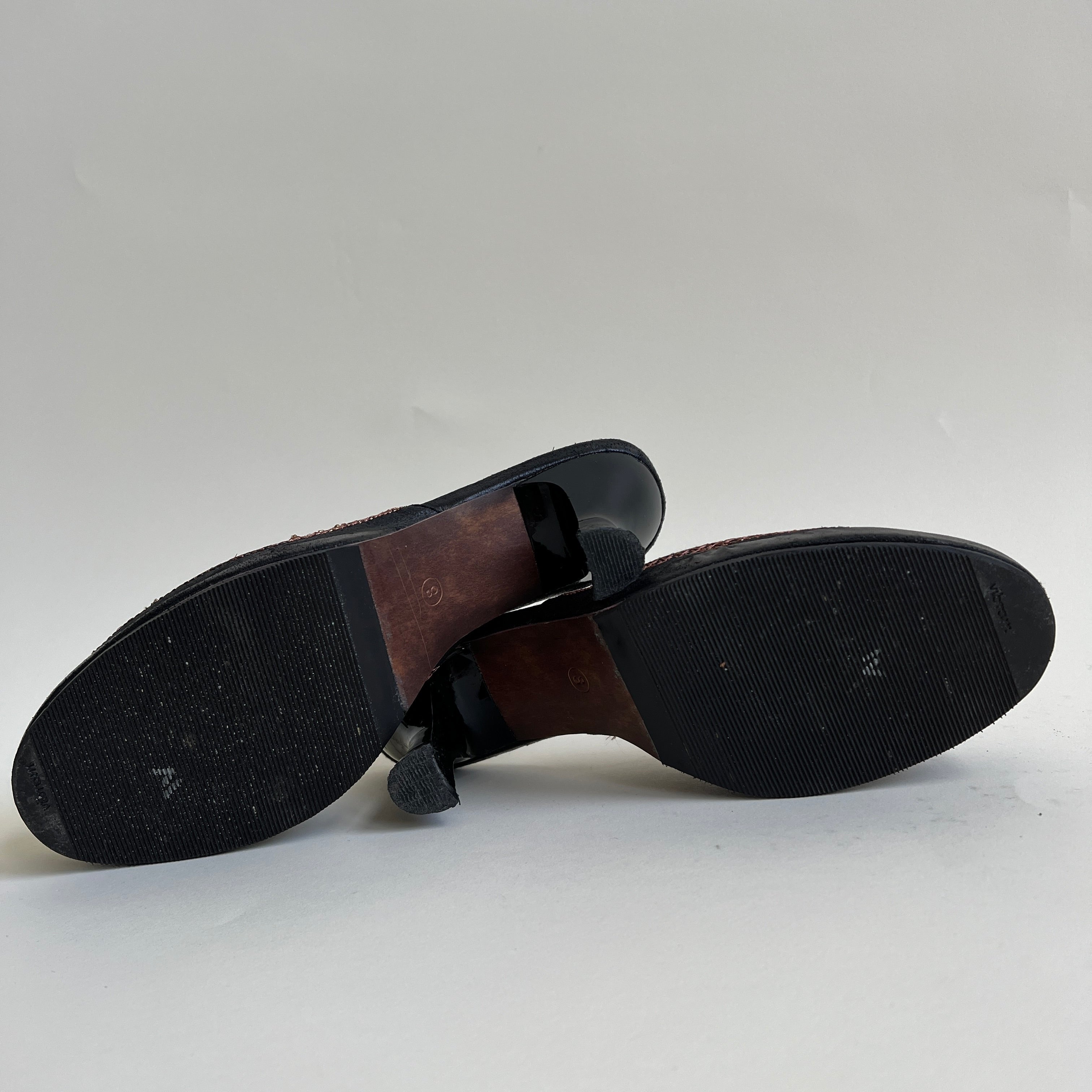 Black embroidered & beaded heel - 8
