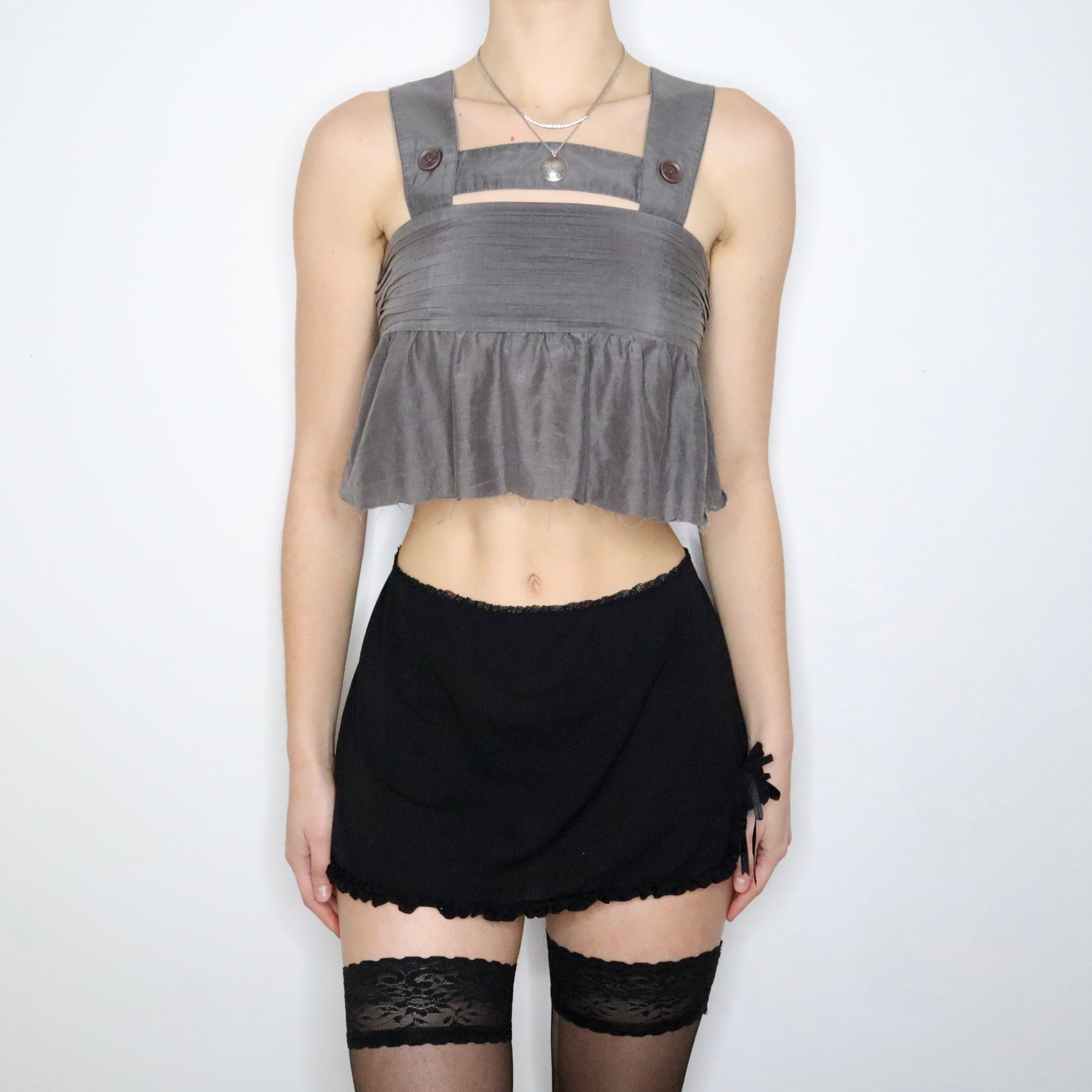 Y2K ARMANI EXCHANGE Gray Babydoll Top (XS/S)