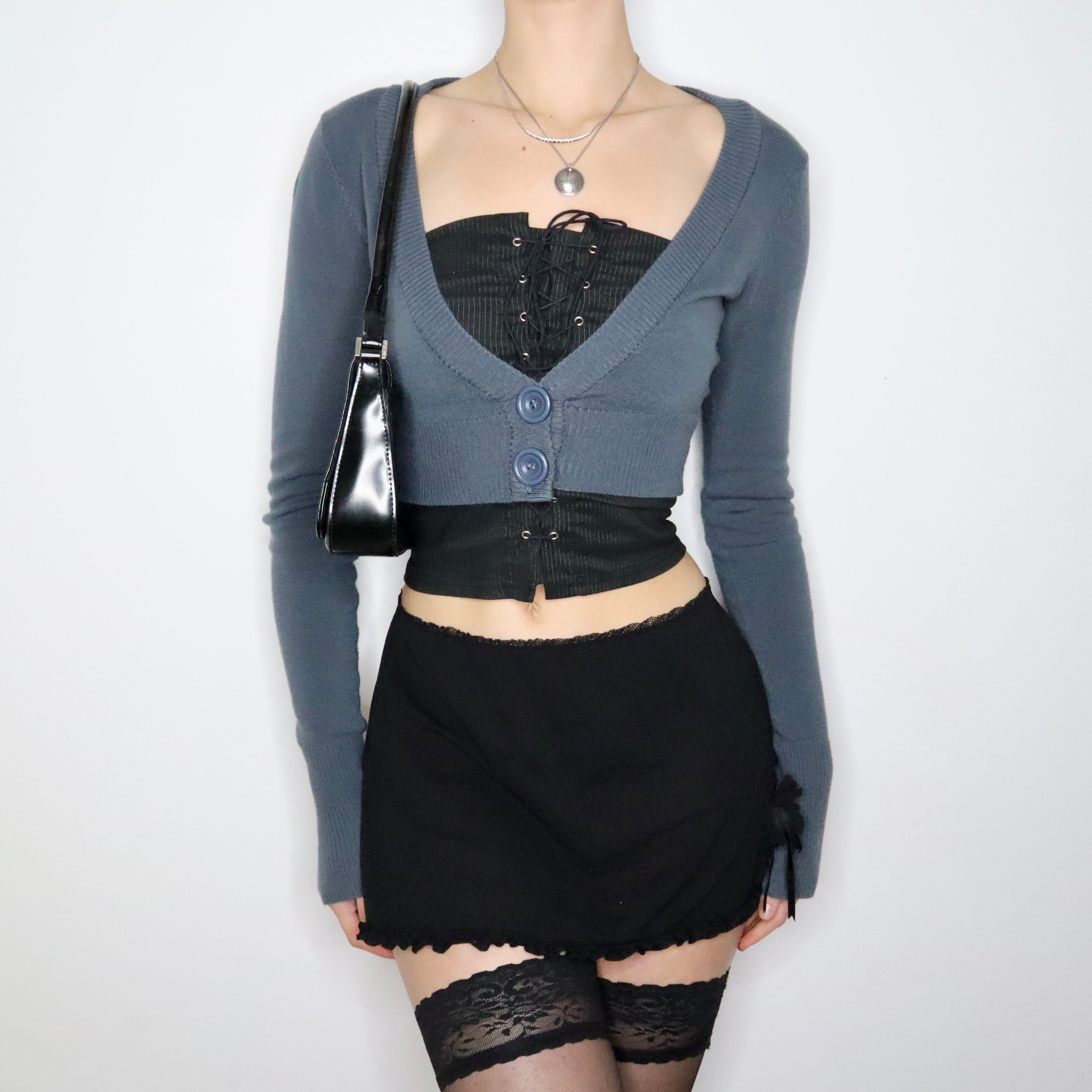 90s Black Faux Leather Shoulder Bag
