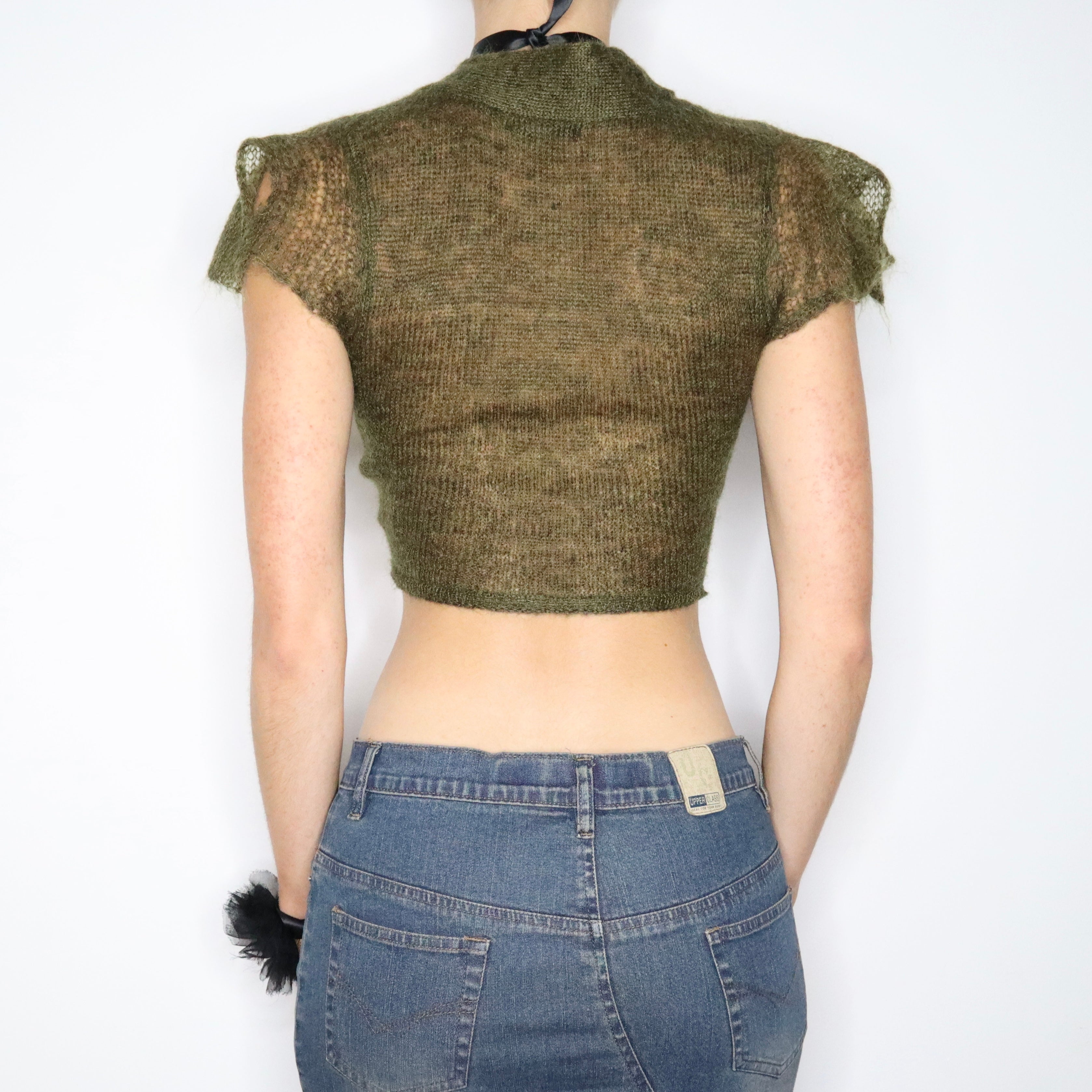 Vintage Y2K Moss Mohair Fairy Bolero (Small)