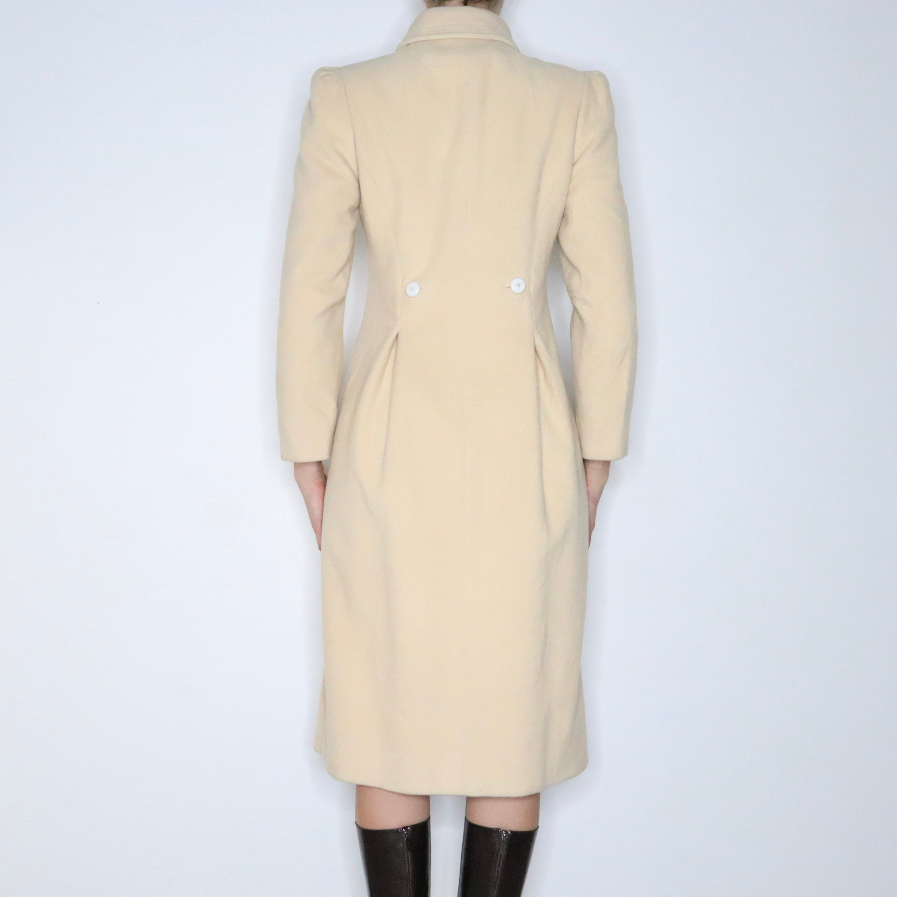 80s ALBERT NIPON Cream Cashmere Princess Coat (S)