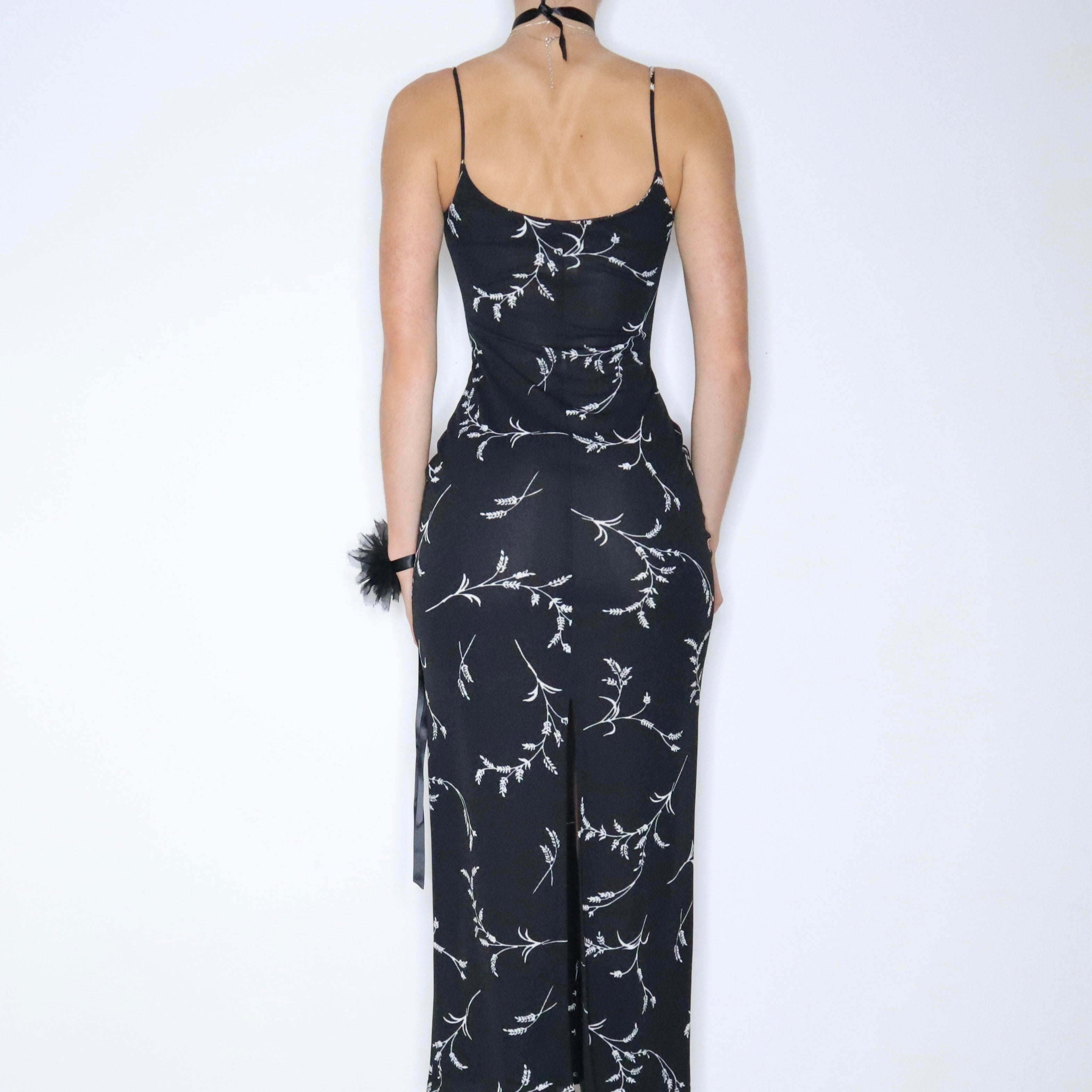 90s Black Maxi Dress (XS)